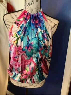 Cache Floral Halter Camisole in Pink, Blue, Teal. Size S